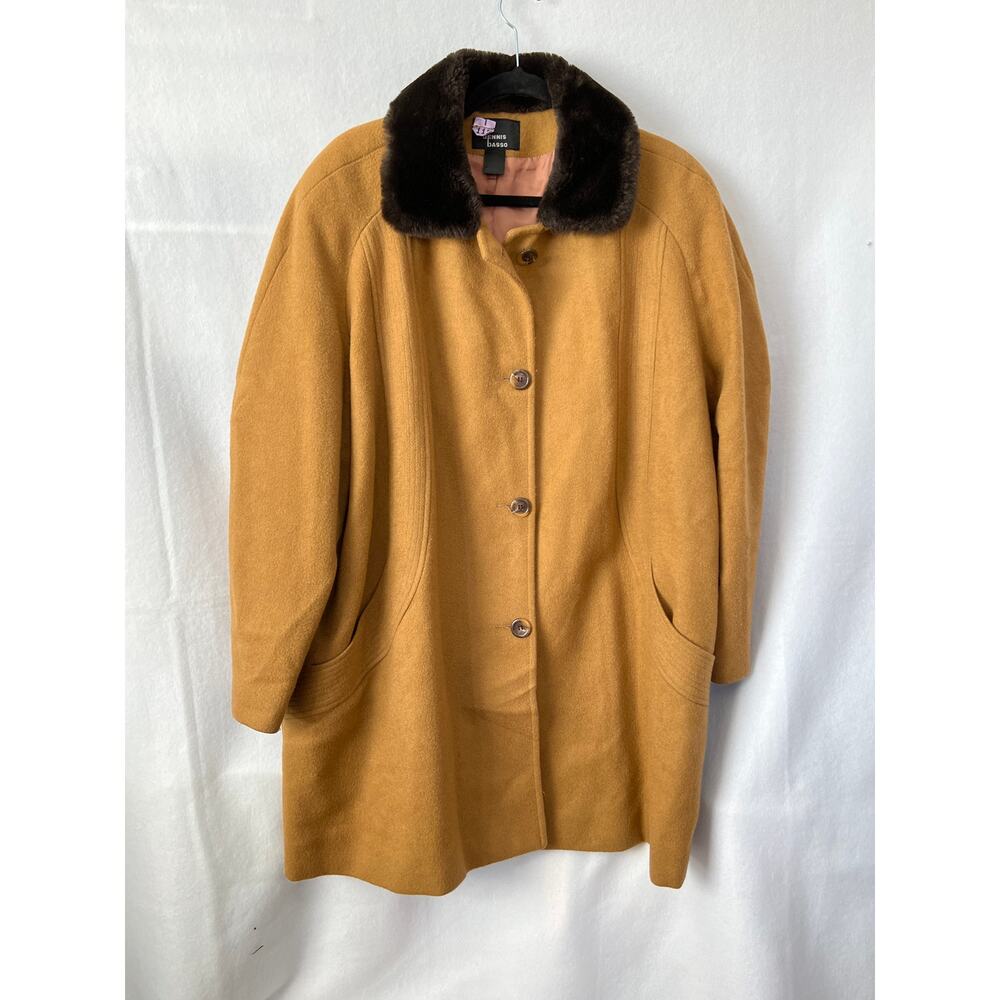 Dennis Basso Faux Fur Trim Collar Coat Size 1X